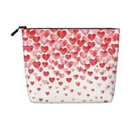 GaxfjRu AkeUp - Trousse da viaggio con stampa a cuori rossi cadenti, borsa da toeletta con cerniera, organizer per trucchi da donna, nero, taglia unica, Nero , Taglia unica