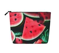 GaxfjRu akeUp - Trousse da viaggio con stampa anguria rossa, borsa da toeletta con cerniera, organizer per trucchi da donna, nero, taglia unica, Nero , Taglia unica