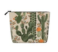 GaxfjRu AkeUp - Trousse da viaggio con stampa di cactus verdi, borsa da toeletta con cerniera, organizer per trucchi da donna, nero, taglia unica, Nero , Taglia unica