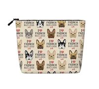 GaxfjRu akeUp - Trousse da viaggio con stampa di cane francese, borsa da toilette con cerniera, organizer per trucchi da donna, nero, taglia unica, Nero , Taglia unica