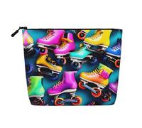 GaxfjRu AkeUp - Trousse da viaggio con stampa di pattini a rotelle, borsa da toeletta con cerniera, organizer per trucchi da donna, nero, taglia unica, Nero , Taglia unica