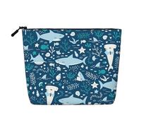 GaxfjRu AkeUp - Trousse da viaggio con stampa di pesce blu, borsa da toilette con cerniera, organizer per trucchi da donna, nero, taglia unica, Nero , Taglia unica