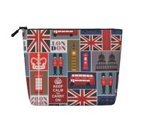 GaxfjRu AkeUp - Trousse da viaggio con stampa di simboli dell'Inghilterra, borsa da toeletta con cerniera, organizer per trucchi da donna, nero, taglia unica, Nero , Taglia unica