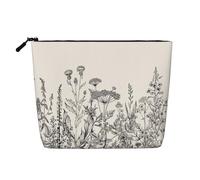 GaxfjRu AkeUp - Trousse da viaggio con stampa floreale con erbe botaniche, borsa da toilette con cerniera, organizer per trucchi da donna, nero, taglia unica, Nero , Taglia unica