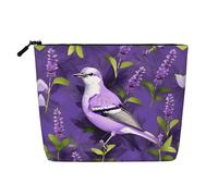 GaxfjRu AkeUp - Trousse da viaggio con stampa floreale con uccellino in lavanda e fiori, borsa da toilette con cerniera, organizer per trucchi da donna, nero, taglia unica, Nero , Taglia unica