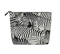 GaxfjRu AkeUp - Trousse da viaggio con stampa zebrata, trousse da viaggio con cerniera, organizer per trucchi da donna, nero, taglia unica, Nero , Taglia unica