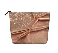 GaxfjRu AkeUp - Trousse da viaggio per trucchi e articoli da toeletta con stampa glitter oro rosa con cerniera, organizer per trucchi da donna, nero, taglia unica, Nero , Taglia unica