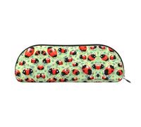 GaxfjRu Astuccio in pelle semicircolare portatile con coccinelle in stile cartone animato: elegante organizer per ufficio, viaggi, trucchi, ideale per matite e trucchi