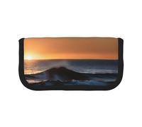 GaxfjRu Astuccio in tela a pois con motivo "Last Sun Rays of Over The Sea Waves", organizer per picnic e uso quotidiano, astuccio per trucchi e matite