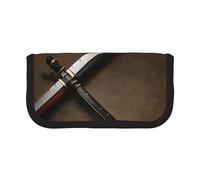 GaxfjRu Astuccio in tela a pois con spada samurai giapponese, organizer per picnic e uso quotidiano, astuccio per trucchi e matite