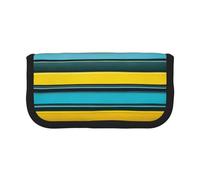 GaxfjRu Astuccio in tela a pois gialli e blu a righe per matite organizzato per picnic e uso quotidiano, astuccio per trucchi, portapenne