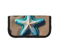 GaxfjRu Astuccio in tela con conchiglie e stella marina sulla spiaggia, grazioso astuccio organizzato per picnic e uso quotidiano, astuccio per trucchi, portapenne