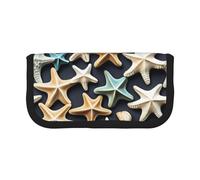 GaxfjRu Astuccio in tela con conchiglie e stelle marine a pois, per picnic e uso quotidiano, astuccio per trucchi, portapenne