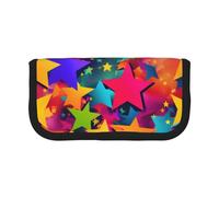 GaxfjRu Astuccio in tela con motivo a pois arcobaleno e stelle, per picnic e uso quotidiano, astuccio per trucchi, portapenne