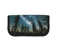 GaxfjRu Astuccio in tela con motivo cielo notturno con alberi, per picnic e uso quotidiano, astuccio per trucchi, portapenne