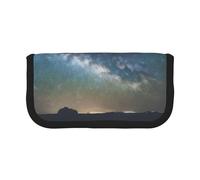 GaxfjRu Astuccio in tela con motivo cielo stellato e cielo stellato, grazioso astuccio organizzato per picnic e uso quotidiano, astuccio per trucchi e matite