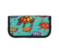 GaxfjRu Astuccio in tela con motivo tartarughe marine e animali, per picnic e uso quotidiano, astuccio per trucchi e matite