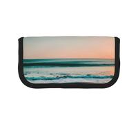 GaxfjRu Astuccio in tela con motivo tramonto sulla spiaggia, per picnic e uso quotidiano, astuccio per trucchi, portapenne