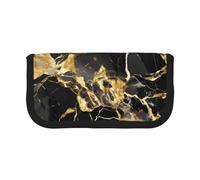 GaxfjRu Astuccio per matite in tela con motivo a pois dorati con texture marmorizzata nera, organizer organizzato per picnic e uso quotidiano, astuccio per trucchi, portapenne