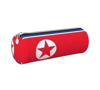 GaxfjRu Astuccio rotondo in ecopelle con bandiera della Corea, per penne, matite, pennarelli, piccoli oggetti con cerniera in metallo e pelle, Argento, Taglia unica, Porta carte