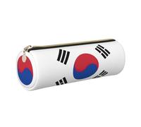 GaxfjRu Astuccio rotondo in ecopelle con bandiera della Repubblica di Corea, per penne, matite, pennarelli, piccoli oggetti con cerniera in metallo e pelle, Oro, Taglia unica, Porta carte
