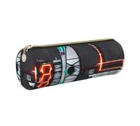 GaxfjRu Astuccio rotondo in ecopelle con frecce e freccette, per penne, matite, pennarelli, piccoli oggetti con cerniera in metallo e pelle, Oro, Taglia unica, Porta carte