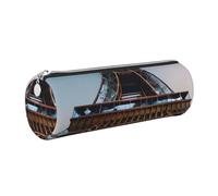 GaxfjRu Astuccio rotondo in ecopelle con Torre Eiffel Parigi, per penne, matite, pennarelli, piccoli oggetti con cerniera in metallo e pelle, Argento, Taglia unica, Porta carte