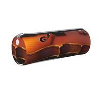 GaxfjRu Astuccio rotondo in finta pelle a forma di libro di violino, per penne, matite, pennarelli, piccoli oggetti con cerniera in metallo e pelle, Argento, Taglia unica, Porta carte