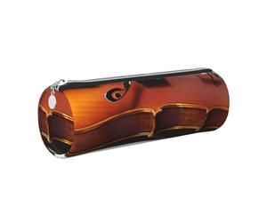 GaxfjRu Astuccio rotondo in finta pelle a forma di libro di violino, per penne, matite, pennarelli, piccoli oggetti con cerniera in metallo e pelle, Argento, Taglia unica, Porta carte