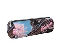 GaxfjRu Astuccio rotondo in finta pelle con pittura a olio e Torre Eiffel, per penne, matite, pennarelli, piccoli oggetti con cerniera in metallo e pelle, Argento, Taglia unica, Porta carte