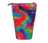 GaxfjRu Astuccio telescopico portatile colorato con stampa tie dye, organizer con scomparti multipli, per strumenti di scrittura e accessori