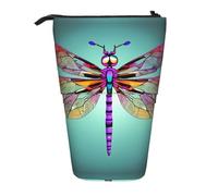 GaxfjRu Astuccio telescopico portatile con stampa a libellula, organizer con scomparti multipli, per strumenti di scrittura e accessori