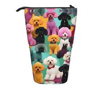 GaxfjRu Astuccio telescopico portatile con stampa di barboncini, organizer con scomparti multipli, per strumenti di scrittura e accessori