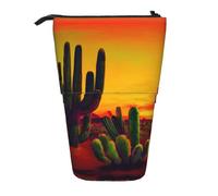 GaxfjRu Astuccio telescopico portatile con stampa di cactus nel deserto, organizer con scomparti multipli, per strumenti di scrittura e accessori