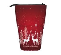 GaxfjRu Astuccio telescopico portatile con stampa di cervi e paesaggi invernali, organizer con scomparti multipli, per strumenti di scrittura e accessori