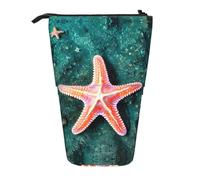 GaxfjRu Astuccio telescopico portatile con stampa di conchiglie d'acqua marina, organizer con scomparti multipli, per strumenti di scrittura e accessori