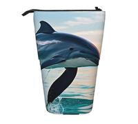 GaxfjRu Astuccio telescopico portatile con stampa di delfini che saltano, organizer con scomparti multipli, per strumenti di scrittura e accessori