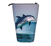 GaxfjRu Astuccio telescopico portatile con stampa di delfini, organizer con scomparti multipli, per strumenti di scrittura e accessori