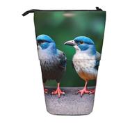 GaxfjRu Astuccio telescopico portatile con stampa di due uccellini, organizer con scomparti multipli, per strumenti di scrittura e accessori