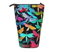 GaxfjRu Astuccio telescopico portatile con stampa di libellule, organizer con scomparti multipli, per strumenti di scrittura e accessori