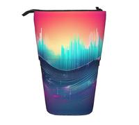 GaxfjRu Astuccio telescopico portatile con stampa di onde sonore, organizer con scomparti multipli, per strumenti di scrittura e accessori