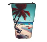 GaxfjRu Astuccio telescopico portatile con stampa di paesaggi sulla spiaggia, organizer con scomparti multipli, per strumenti di scrittura e accessori