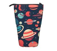 GaxfjRu Astuccio telescopico portatile con stampa di pianeti dello spazio, organizer con scomparti multipli, per strumenti di scrittura e accessori
