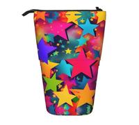 GaxfjRu Astuccio telescopico portatile con stampa di stelle arcobaleno, organizer con scomparti multipli, per strumenti di scrittura e accessori