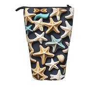 GaxfjRu Astuccio telescopico portatile con stampa di stelle marine, organizer con scomparti multipli, per strumenti di scrittura e accessori