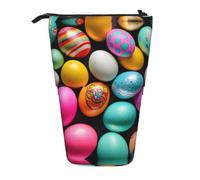 GaxfjRu Astuccio telescopico portatile con stampa di uova di Pasqua, organizer con scomparti multipli, per strumenti di scrittura e accessori