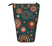 GaxfjRu Astuccio telescopico portatile con stampa floreale con cerchi etnici, organizer con scomparti multipli, per strumenti di scrittura e accessori