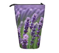 GaxfjRu Astuccio telescopico portatile con stampa floreale viola lavanda floreale, organizer con scomparti multipli, per strumenti di scrittura e accessori