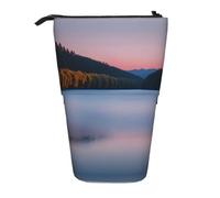 GaxfjRu Astuccio telescopico portatile con stampa Lake Under Sunset, organizer con scomparti multipli, per strumenti di scrittura e accessori