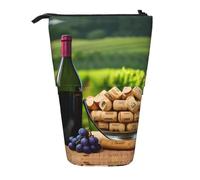 GaxfjRu Astuccio telescopico portatile per bottiglie di vino, tappi e uva, organizer con scomparti multipli, per strumenti di scrittura e accessori